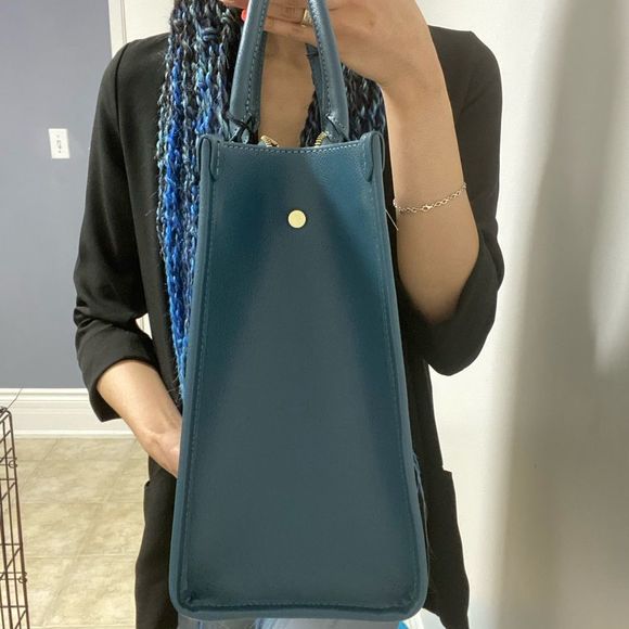 Beautiful Chiara Ferretti Top handle Tote Bag/ Purse made in Italy (azul/wicker) - Picture 4 of 5